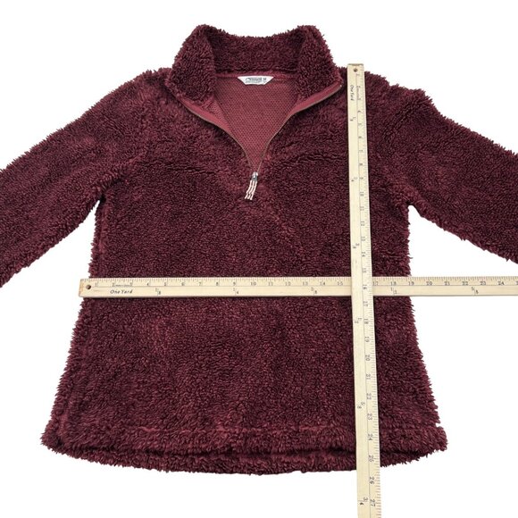 Mountain Khakis Womens Burgundy Sherpa Quarter-Zip Pullover M Relaxed Fit - Picture 3 of 5